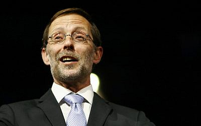 Zehut party leader Moshe Feiglin attends a party conference in Tel Aviv on February 28, 2017. (Flash90)