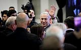 Prime Minister Benjamin Netanyahu at the launch of his Likud party's election campaign in Ramat Gan, March 4, 2019. (Aharon Krohn/ Flash90)