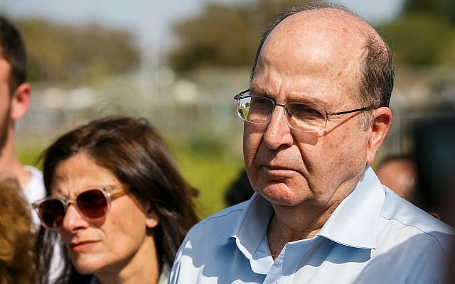 Blue and White's Moshe Ya'alon is seen during a visit to the Gaza border area with other members of the party on March 13, 2019. (Flash90) Blue and White's Moshe Ya'alon is seen during a visit to the Gaza border area with other members of the party on March 13, 2019. (Flash90)