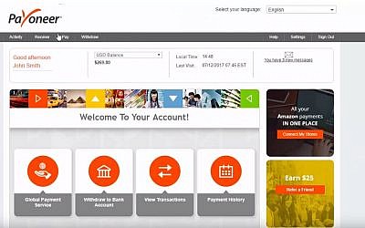 A screenshot of how the Payoneer payment system works (YouTube screenshot)