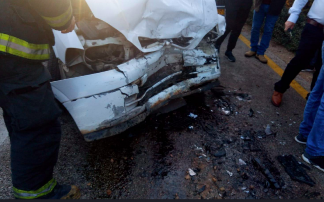 One of the vehicles involved in a fatal wreak on Route 7955 in northern Israel on March 29, 2019. (United Hatzalah) One of the vehicles involved in a fatal wreak on Route 7955 in northern Israel on March 29, 2019. (United Hatzalah)