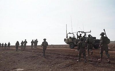 Illustrative: Israeli troops respond to an infiltration by two Palestinian men from the northern Gaza Strip on March 8, 2019. (Yediot Mehashetah)