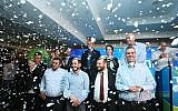 Union of Right Wing Parties' candidates from the Jewish Home and National Union parties at the joint list's campaign launch event in the Jerusalem Gardens Hotel on March 11, 2019. (Miri Shmanovitz)