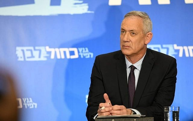 Blue and White chief Benny Gantz during a campaign event on March 18, 2019. (Courtesy: Blue and White) Blue and White chief Benny Gantz during a campaign event on March 18, 2019. (Courtesy: Blue and White)