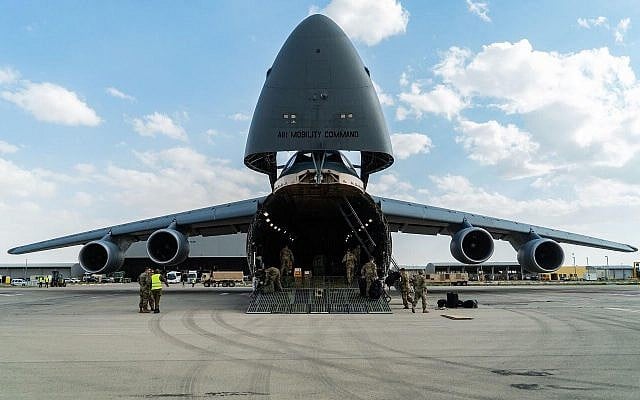The US army unloads a THAAD missile defense system in Israel, March, 2019. (US Army Europe)
