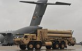 The US army unloads a THAAD missile defense system in Israel, March 2019. (US Army Europe)