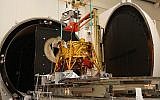 The Beresheet spacecraft pictured before its launch. (Courtesy/Israel Aerospace Industry)