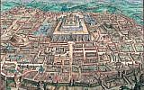 A map of Jerusalem from the years 1670-1700 by Romeyn de Hooghe, part of the "Maps of the Holy Land and Jerusalem" exhibit, part of Google's Once Upon a Try international online exhibition project. (Courtesy National Library of Israel)