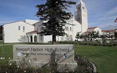 A view of Newport Harbor High School in Newport Beach, on March 4, 2019. (Allen J. Schaben/Los Angeles Times via JTA)