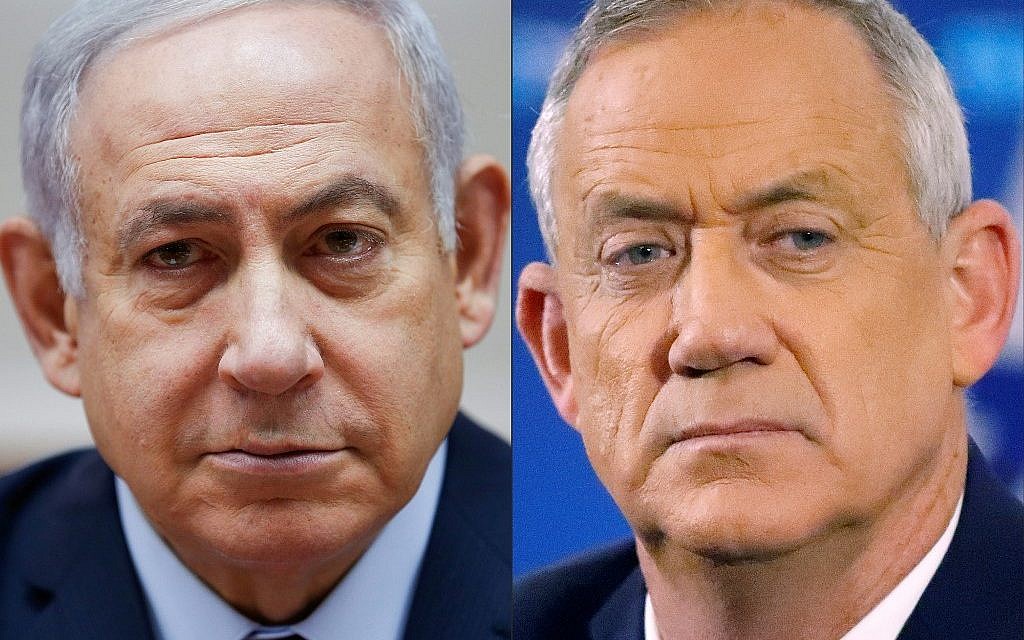 Prime Minister Benjamin Netanyahu (left) and Blue and White leader Benny Gantz. (Oded Balilty and Jack Guez/AFP) Prime Minister Benjamin Netanyahu (left) and Blue and White leader Benny Gantz. (Oded Balilty and Jack Guez/AFP)