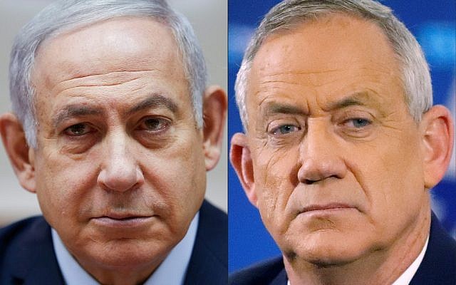 Prime Minister Benjamin Netanyahu (left) and Blue and White leader Benny Gantz. (Oded Balilty and Jack Guez/AFP) Prime Minister Benjamin Netanyahu (left) and Blue and White leader Benny Gantz. (Oded Balilty and Jack Guez/AFP)