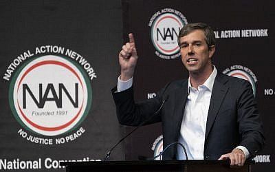 Presidential candidate Beto O'Rourke speaks during a gathering of the National Action Network on April 3, 2019 in New York. (Don Emmert / AFP)
