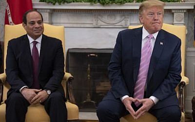 US President Donald Trump (R) meets with Egyptian President Abdel-Fattah el-Sissi in the Oval Office at the White House in Washington on April 9, 2019. (Jim Watson/AFP)