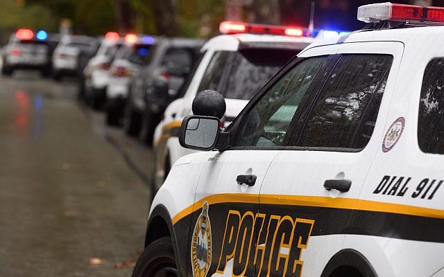 Police respond to the site of a mass shooting at the Tree of Life synagogue in Pittsburgh, October 27, 2018. (Jeff Swensen/Getty Images/via JTA) Police respond to the site of a mass shooting at the Tree of Life synagogue in Pittsburgh, October 27, 2018. (Jeff Swensen/Getty Images/via JTA)
