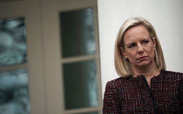 US Secretary of Homeland Security Kirstjen Nielsen listens in the Rose Garden of the White House on January 4, 2019 in Washington, DC. (Alex Wong/Getty Images/AFP) US Secretary of Homeland Security Kirstjen Nielsen listens in the Rose Garden of the White House on January 4, 2019 in Washington, DC. (Alex Wong/Getty Images/AFP)