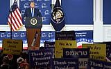 US President Donald Trump speaks during the Republican Jewish Coalition's annual leadership meeting at The Venetian Las Vegas on April 6, 2019 in Las Vegas, Nevada. (Ethan Miller/Getty Images/AFP)