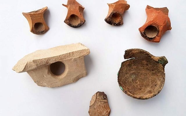Typical Second Temple period Jewish vessels uncovered in the excavation near Tel Beersheva. (Anat Rasiuk, Israel Antiquities Authority)