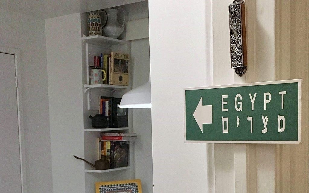The Egypt sign in April Stewart Klausner's home goes up at the onset of Passover preparation. (Courtesy of Stewart Klausner/via JTA) The Egypt sign in April Stewart Klausner's home goes up at the onset of Passover preparation. (Courtesy of Stewart Klausner/via JTA)