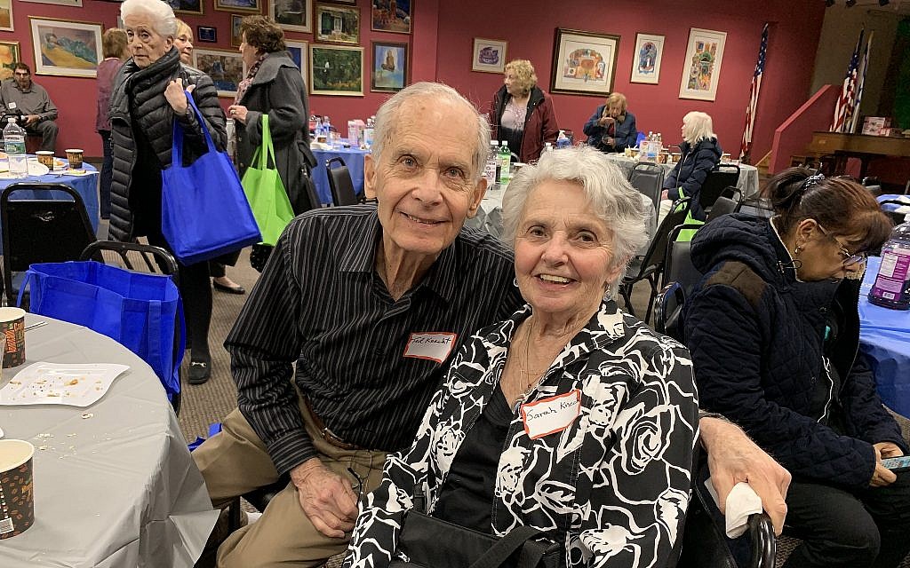 Sarah Knecht, a Holocaust survivor from Poland, came to the seder with her husband Ted. (Josefin Dolsten)