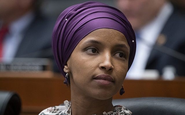 In this March 6, 2019, file photo, US Rep. Ilhan Omar sits with fellow Democrats on the House Education and Labor Committee during a bill markup, on Capitol Hill in Washington. (AP Photo/J. Scott Applewhite, File) In this March 6, 2019, file photo, US Rep. Ilhan Omar sits with fellow Democrats on the House Education and Labor Committee during a bill markup, on Capitol Hill in Washington. (AP Photo/J. Scott Applewhite, File)