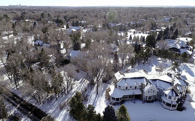 This Jan. 3, 2019 photo shows snow covered Swastika Acres in Englewood, Colorado. (Hyoung Chang/The Denver Post via AP) This Jan. 3, 2019 photo shows snow covered Swastika Acres in Englewood, Colorado. (Hyoung Chang/The Denver Post via AP)