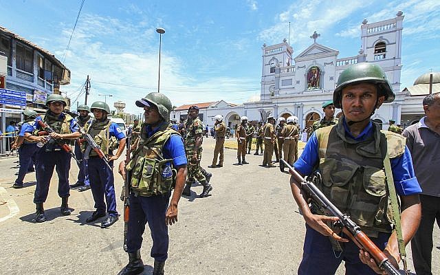 Sri Lankan Army soldiers secure the area around St. Anthony Shrine after a blast in Colombo, Sri Lanka, Sunday, April 21, 2019 (AP Photo/Chamila Karunarathne) Sri Lankan Army soldiers secure the area around St. Anthony Shrine after a blast in Colombo, Sri Lanka, Sunday, April 21, 2019 (AP Photo/Chamila Karunarathne)