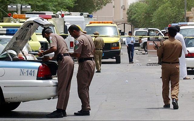 Illustrative. Saudi policemen at the site of a shootout in Riyadh, Saudi Arabia, on August.18, 2005, with Al-Qaida terrorists. (AP Photo/File) Illustrative. Saudi policemen at the site of a shootout in Riyadh, Saudi Arabia, on August.18, 2005, with Al-Qaida terrorists. (AP Photo/File)