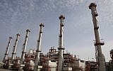 This Saturday, March 16, 2019 photo, shows a natural gas refinery at the South Pars gas field on the northern coast of the Persian Gulf, in Asaluyeh, Iran. (AP/Vahid Salemi)
