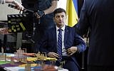 Ukrainian comedian Volodymyr Zelensky, who played the nation's president in a popular TV series, is photographed on the film set in Kiev, Ukraine, on February 6, 2019. (AP/Efrem Lukatsky)