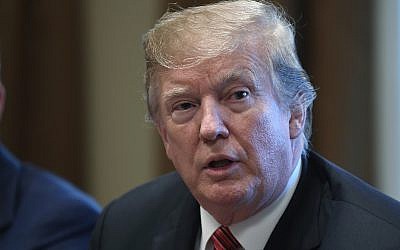 US President Donald Trump meets with military leaders in the Cabinet Room of the White House in Washington, April 3, 2019. (AP Photo/Susan Walsh)
