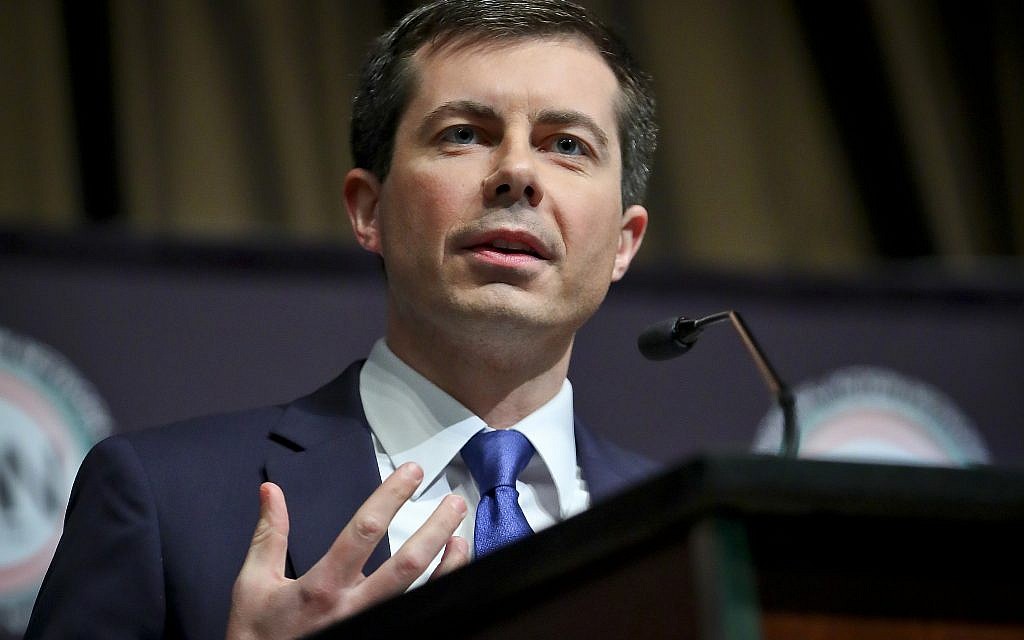Democratic presidential candidate Pete Buttigieg, South Bend, Ind. mayor, address the National Action Network (NAN) convention, Thursday April 4, 2019, in New York. (AP Photo/Bebeto Matthews) Democratic presidential candidate Pete Buttigieg, South Bend, Ind. mayor, address the National Action Network (NAN) convention, Thursday April 4, 2019, in New York. (AP Photo/Bebeto Matthews)
