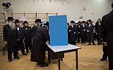 A polling station in the city of Bnei Brak, Israel on April 9, 2019. (AP Photo/Oded Balilty)