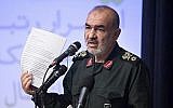 In this undated photo released by Sepahnews, the website of the Iranian Revolutionary Guard, Gen. Hossein Salami speaks in a meeting in Tehran, Iran (Sepahnews via AP)