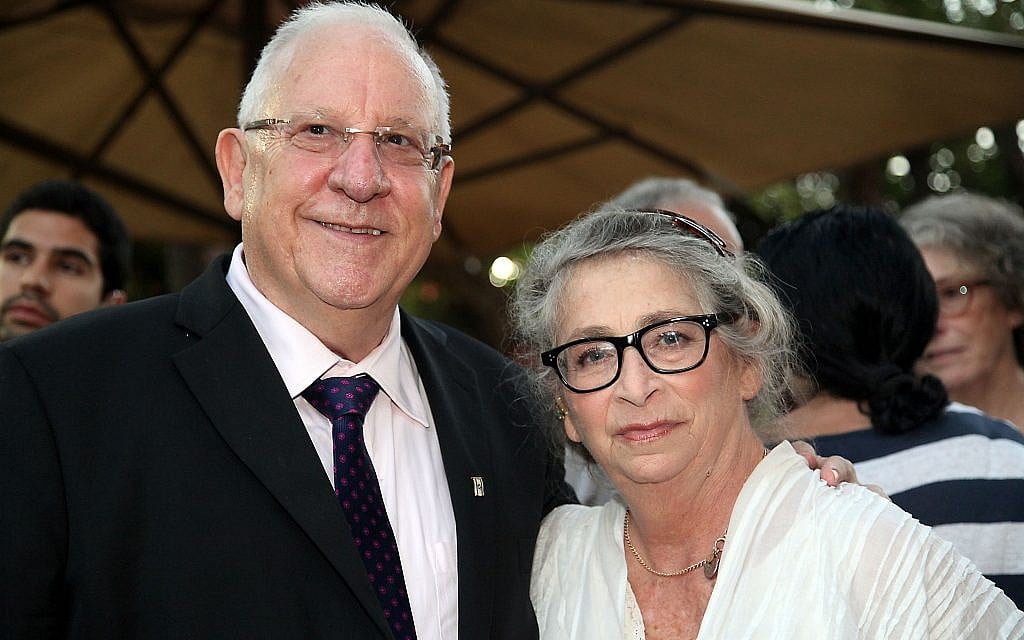 President Reuven Rivlin with his wife Nechama at the French ambassador's home in Jaffa, on June 18, 2014. (Gideon Markowicz/Flash90) President Reuven Rivlin with his wife Nechama at the French ambassador's home in Jaffa, on June 18, 2014. (Gideon Markowicz/Flash90)