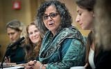 MK Aida Touma-Sliman leads a Status of Women and Gender Equality Committee meeting at the Knesset on November 21, 2017. (Yonatan Sindel/Flash90)