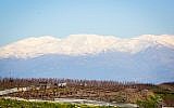 View of Mount Hermon covered with snow in northern Israel, as it seen from Route 886, on March 8, 2019. (Yaakov Lederman/Flash90)