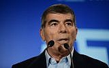 Gabi Ashkenazi, one of the leaders of the Blue and White political alliance, speaks during a press conference in Tel Aviv on March 18, 2019. (Tomer Neuberg/Flash90)