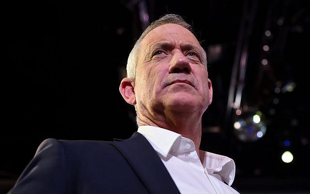 Blue and White party leader speaks at a campaign event in Tel Aviv on April 1, 2019. (Gili Yaari /Flash90) Blue and White party leader speaks at a campaign event in Tel Aviv on April 1, 2019. (Gili Yaari /Flash90)
