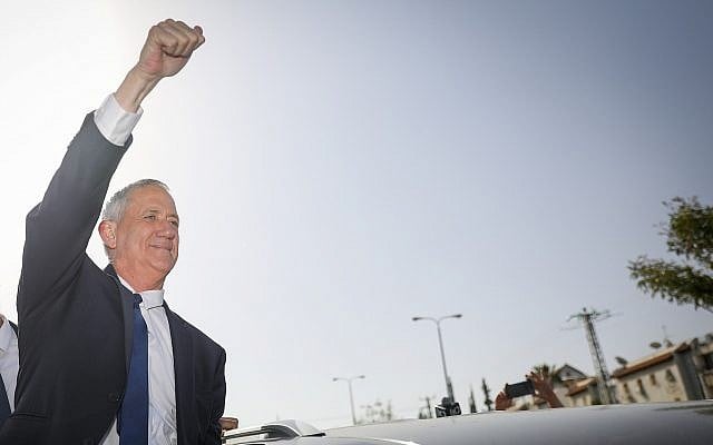 Blue and White leader Benny Gantz at a polling station in Rosh HaAyin on April 9, 2019. (Noam Revkin Fenton/Flash90) Blue and White leader Benny Gantz at a polling station in Rosh HaAyin on April 9, 2019. (Noam Revkin Fenton/Flash90)