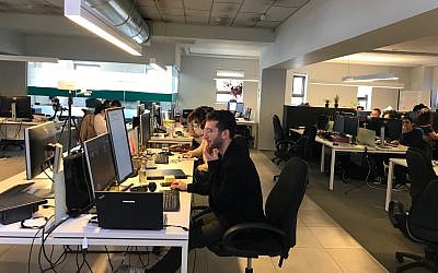 The Tel Aviv office of Israeli startup Cortica; Feb. 12, 2019 (Shoshanna Solomon/Times of Israel)