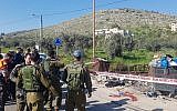 The scene of an alleged attempted stabbing attack near Hawara in the northern West Bank, April 3, 2019. (Courtesy)