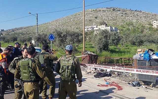 The scene of an alleged attempted stabbing attack near Hawara in the northern West Bank, April 3, 2019. (Courtesy)