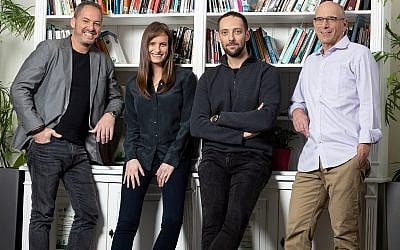 The Intel Capital Israel team, from left to right: Noam Kaiser, Shira Vissoker, Roi Bar-Kat, and Yair Shoham. (Courtesy of Intel Corp.)