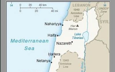 Part of a map published by the US on April 16, 2019, that for the first time shows the Golan Heights as Israeli territory. (screencapture)