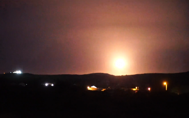 An Israeli air defense system intercepts a target during a live-fire exercise on April 16, 2019. (Screen capture: Israel Defense Forces) An Israeli air defense system intercepts a target during a live-fire exercise on April 16, 2019. (Screen capture: Israel Defense Forces)