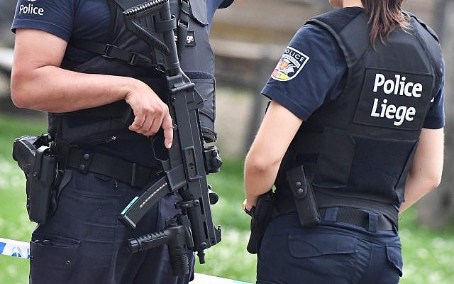 Illustrative: Belgian police in the city of Liege, May 29, 2018. (AP Photo/Geert Vanden Wijngaert) Illustrative: Belgian police in the city of Liege, May 29, 2018. (AP Photo/Geert Vanden Wijngaert)
