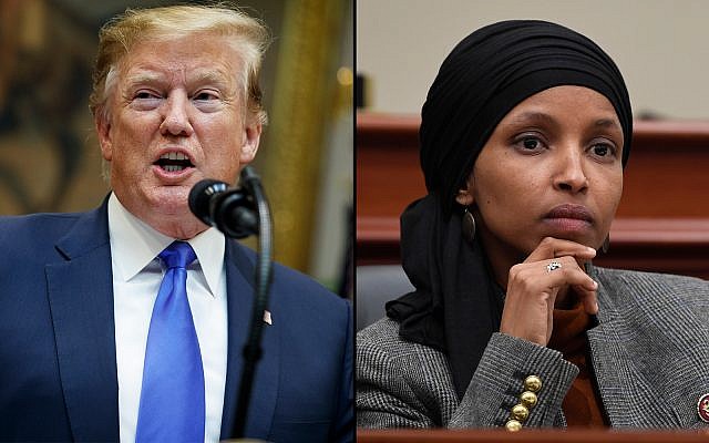 President Donald Trump, left, and Ilhan Omar, right. (Evan Vucci/Susan Walsh/AP) President Donald Trump, left, and Ilhan Omar, right. (Evan Vucci/Susan Walsh/AP)