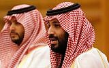 Saudi Crown Prince Mohammad bin Salman, right, speaks during a meeting in Beijing, China, February 22, 2019. (How Hwee Young/Pool Photo via AP, File)