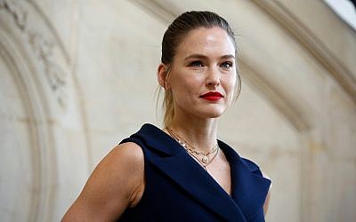 Bar Refaeli poses for photographers at a Paris fashion show, February 26, 2019. (AP Photo/Thibault Camus)