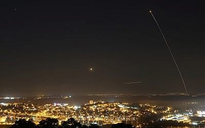 Illustrative: a rocket fired from Gaza over Israel, July 9, 2014. (Nati Shohat/Flash90)